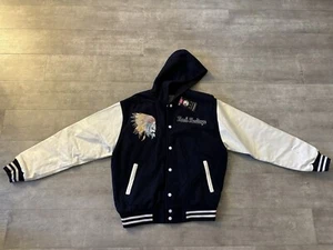 KUSH HERITAGE JACKET SAVAGE VARSITY BLUE, WHITE NATIVE SIZE M RARE! - Picture 1 of 11