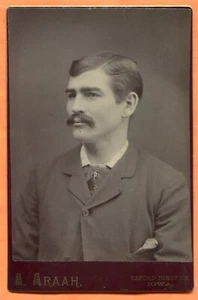 Oxford Junction IA Portrait of a Young Man by Araah circa 1890 Backstamp - Picture 1 of 3