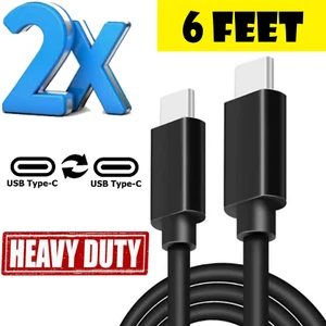 Paquete de 2 cables USB-C de 6 pies Cable de carga rápida tipo C Cargador rápido - Picture 1 of 12