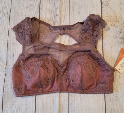 Gilligan & O'malley Cap Manga Renda Bralette Conforto Sem Fio •Tamanho Pequeno• NOVO - Imagem 1 de 4