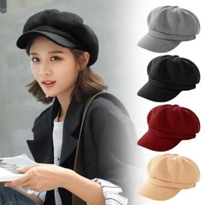 Ladies Women Girl Wool Blend Baker Boy Peaked Cap Newsboy Beret, Retro Hat X8I5 - Picture 1 of 22