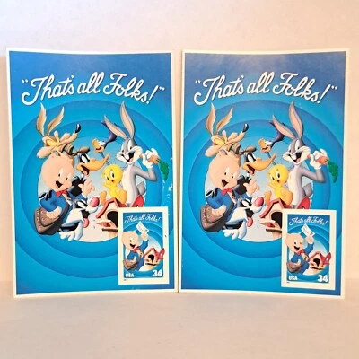 Looney Tunes That's All Folks .34 cent Stamp on 3.5" x 5" Pane Set Of 2 - Image 1 of 4