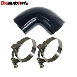90 Degree Black 4-Ply Silicone 2.5" to 2.5" Hose Coupler+1Pairs 2.5’’ Hose Clamp - Bild 1 von 6