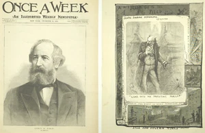 1891 Devil Wall Street Corruption Engraving Once A Week Newspaper Cyrus W Field - Picture 1 of 10