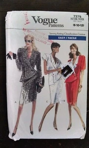 Vogue 7278 abito da carriera vintage anni 80 spalline taglia 8-12 non tagliato facile - Foto 1 di 5