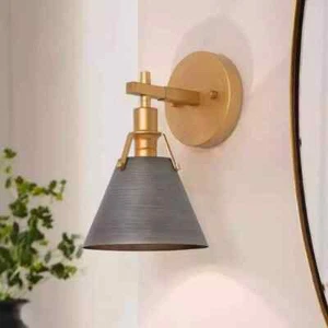 LNC A03910 1 Light Kit Vintage Gold Antique Gray Bell Sconce Light - Picture 1 of 6