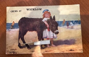 "Chums at Wicklow"" Neuheitskarte mit Klappe Kind/Esel unbenutzt" - Bild 1 von 3