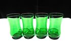4 Anchor Hocking Mid Century Forest Green Glass 15oz Bulbous Flat Tumblers