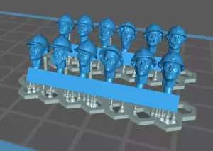 12x 28mm/1:56 Resina Primera Guerra Mundial Cabezas Serbias con Adrian - Imagen 1 de 1
