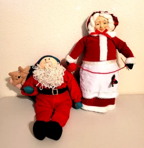 Vintage Santa Claus and Mrs. Claus Decorative Stuffed Plush Dolls 18" - Picture 1 of 10