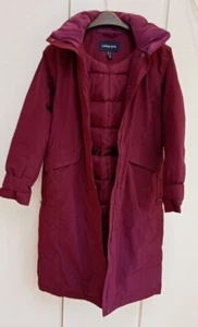 Size (14-16)M land's end red long Heavy coat hooded80% down good condition - Picture 1 of 6