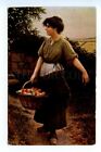 499564 BELLANGER Girl w/ Apple Garden Vintage postcard SALON LAPINA France #187