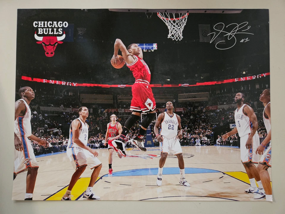 Chicago Bulls NBA Basketball #1 Derrick Rose Player Photo Sheet (12" x 9") - Image 1 of 1