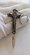 Vintage Crucifix Holy Cross Knife Keychain Pocket Knife RARE USSR