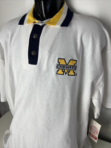 Michigan Wolverines Polo Shirt 90's GALLOP Sports NEW Made USA Sewn Logo XXL Cover