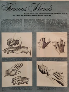 1951 Esquire Art Article FAMOUS HANDS Franc Root McCreery Rachmaninoff Einstein - Picture 1 of 2