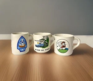 Boy Scouts Early Bird Camper Rotary Camper Reservation Mug 1982, 1984, 1985 Lot - Picture 1 of 7