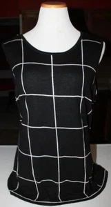 EUC KASPER Women's Tunic Knit Top/Sweater Sleeveless Black White Squares Size 1X - Picture 1 of 5