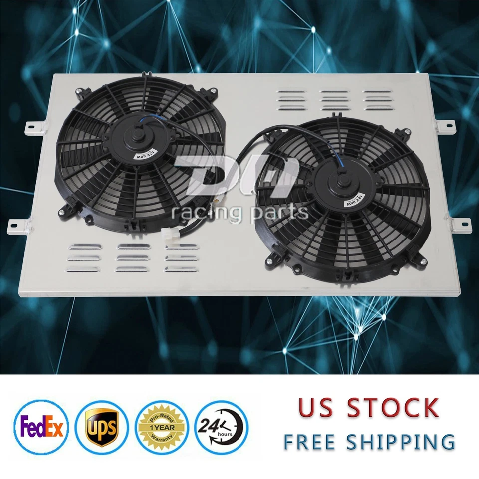 Cubierta de aluminio + 12" * 2 ventiladores aptos para 88-99 GMC C/K1500 C/K2500 Chevy C/K1500 C/K2500 #622 Foto 1 de 4