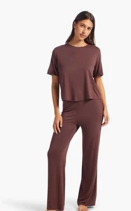 Nuuds Pajama Set Color Coffee Size Small NEW - Picture 1 of 7