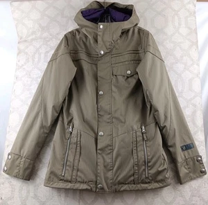 Burton Dryride Jacket Womens Medium Beige Hooded Full Zip Coat - Picture 1 of 10