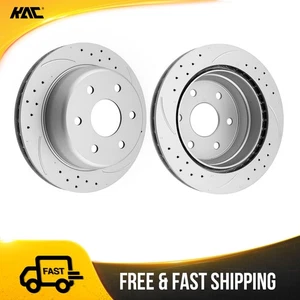 For Cadillac Escalade 2002-2006 Rear Drilled & Slotted Disc Brake Rotors 55084 - Foto 1 di 12