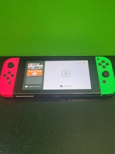Nintendo Switch 32GB Green & Pink! Used, Working scratched screen! see pics! - Picture 1 of 9