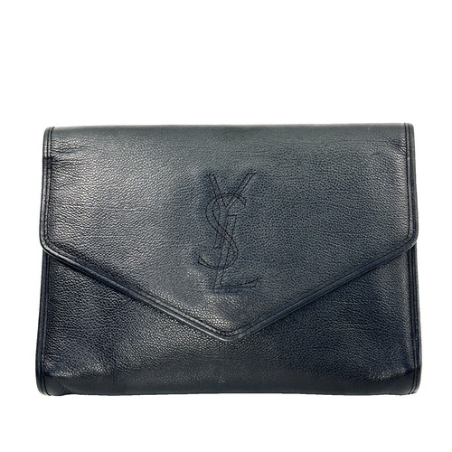 SAINT LAURENT (YSL) Borsa a mano pochette Yves Saint Laurent in pelle nera borsa YSL autentica #889