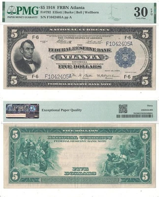 1918 $5 Federal Reserve Bank Note Fr-792 PMG VF-30 EPQ - Image 1 of 3