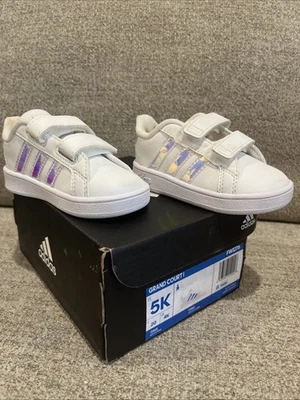 Adidas Grand Court Iridescent Infant/Toddler Baby Girls Shoes Size 5k Tennis - Image 1 of 4