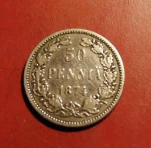 *Finlandia - 50 peniques 1874 - Plata - *Cond.EF \ F-VF - Alejandro II - Imagen 1 de 2