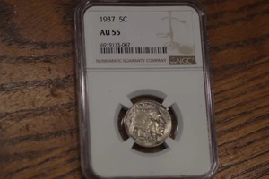 1937 Buffalo Nickel AU 55 NGC, Beautiful coin! - Picture 1 of 2
