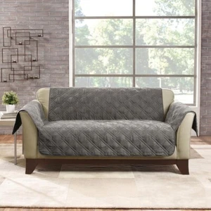 Sure-Fit 73 in. x 40 in. Microfiber Pet Dark Gray Polyester Loveseat Slipcover - Picture 1 of 4