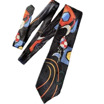 Corbata Bachrach 100 % seda negra geométrica Italia Art Deco arte para usar Foto 1 de 4