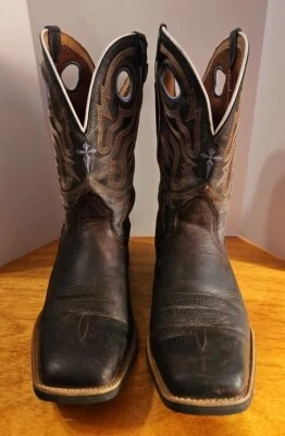 TWISTED X OILED BROWN LEATHER CUSHIONED COWBOY BOOTS #MCR0005 MENS 9.5EE - Image 1 of 4