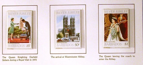 BARBADOS Silver Jubilee of Queen Elizabeth II MNH set of 3 stamps Cover