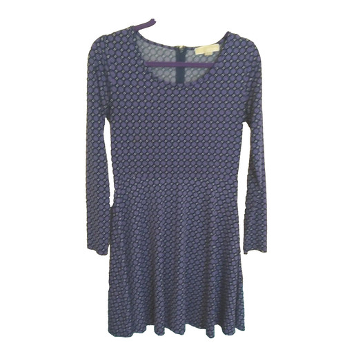 Abito donna Michael KORS taglia S small viola geometrico elasticizzato manica lunga Alin