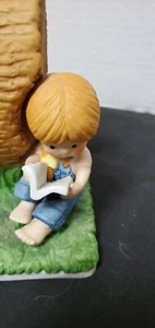 Bookends Vintage Enesco Girl And Boy by a log Figural  - 1980's  Figurine - Picture 1 of 12