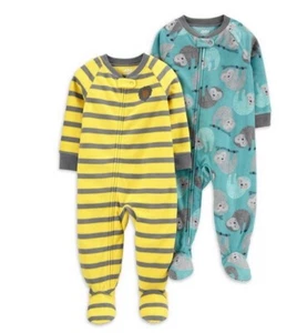 NWT sz 5 carters 2 pcs sloths lions preppy pajamas sleeper feet footed unionsuit - Picture 1 of 11