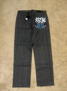 Eight 732 Baggy Hip Hop Jeans Mens 38x34 Embroidered Pocket Wide Leg Y2k 8732 - Picture 1 of 6
