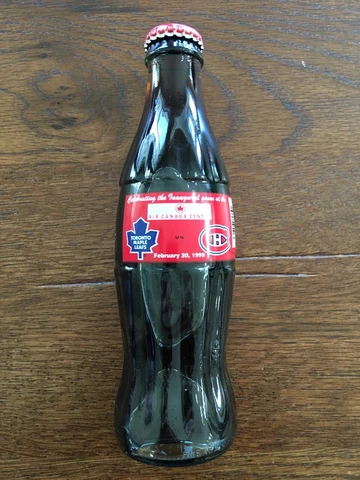 Coca Cola Maple Leafs Vs Canadiens 1999 6-Pack Glass Bottles Inaugural Game Cover