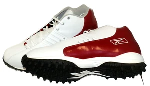 New Mens size 16 Reebok NFL X-8 MID QUAG Cleated Shoes White Burgundy cleats - Picture 1 of 2