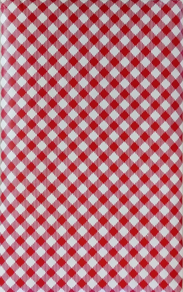 Gingham Small Check Bias Pattern Red/Blue Vinyl Flannel Bk Tablecloth Var Sizes - Image 1 of 1