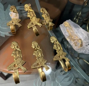 Brass Hook Mermaids Seven Total 4 3/4 x 2 1/2 Perfect To Hang Swimsuits& Towels - Picture 1 of 12