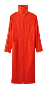 HM STUDIO ZIP FRONT LONG MIDI DRESS HIGH NECK BUTTON SLEEVE POCKETS NEW XS 8 10 - Picture 1 of 15