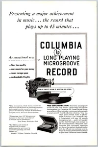PRINT AD 1948 Columbia LP Long Playing Microgroove Record 6.75" x 10" - Picture 1 of 1