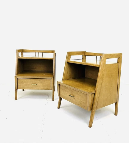 Pair Of 1957 Kent Coffey Mid Century Modern MCM Goldenaire Nightstands Cover