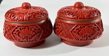 Vtg Carved Cinnabar Lacquer Jar/Vase With Lid for Go NC-10A/B