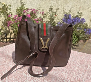 Auth GUCCI Sherry Line Vtg Shoulder Bag Purse Boot Fittings Choc Brown - Picture 1 of 10