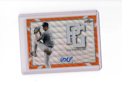 2021 Leaf Perfect Game Showcase Orange Wave Proof Cole Phillips Auto 1/1 - Image 1 of 2